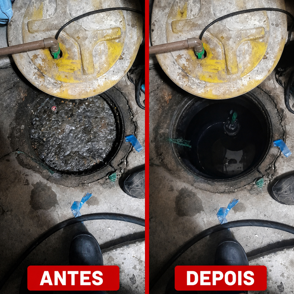 Antes e depois — caixa de gordura
